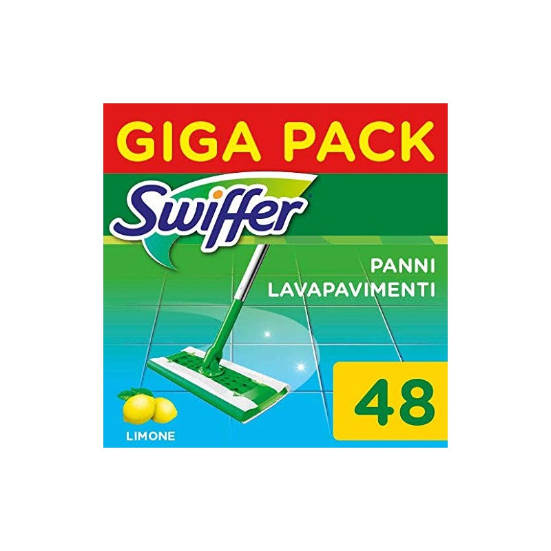Swiffer Lavapavimenti Wet, 48 Panni Umidi, Limone, Pulizia